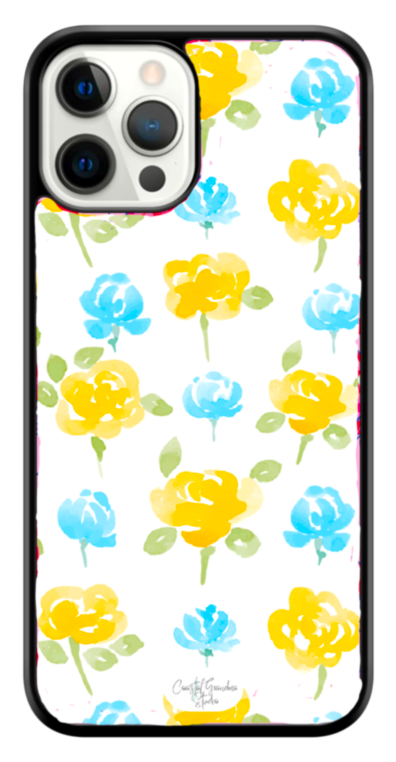 Soft Yellow & Blue Peonies! Phone Case (1344)