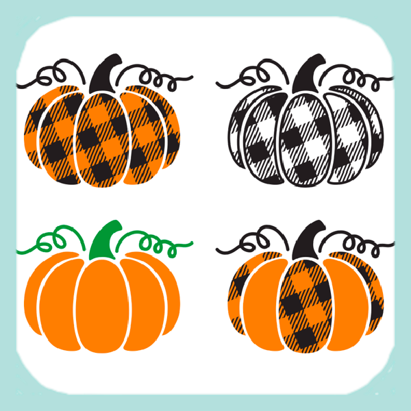 Cottage Plaid Pumpkins! Coaster (1366-C)