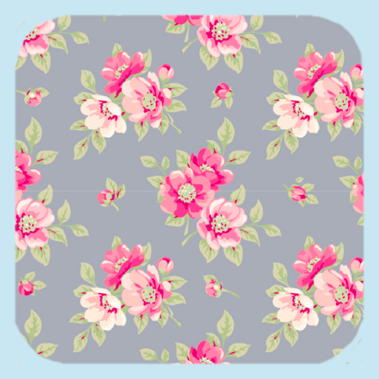 Pink & Gray Floral! Coaster (1392-C)