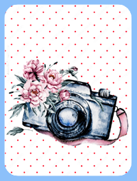 Bluesy Floral Camera! Magnet (1426-M)