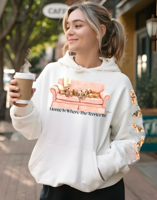 Home Is Where My Terrier Is! Hoodie, Cozy Sweatshirt, Terrier Lover Hoodie, Dog Mom, Birthday Gift (HC-1000)
