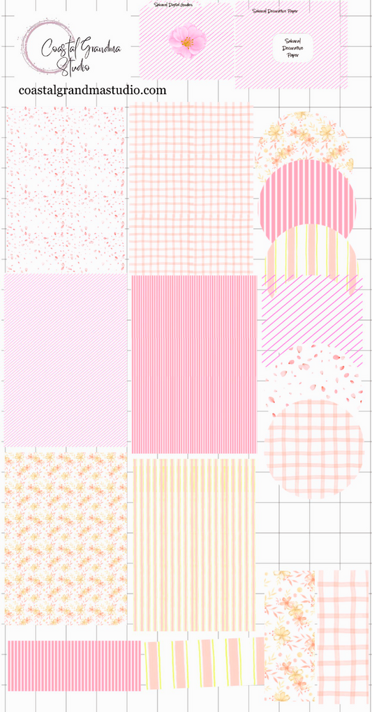 Sakura Splendor! Decorative Papers & Goodies Digital Pre-Cropped Stickers For Goodnotes (6400-PG)