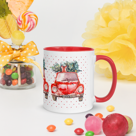 Tis The Season Ceramic Mug With Red Handle & Interior 11oz