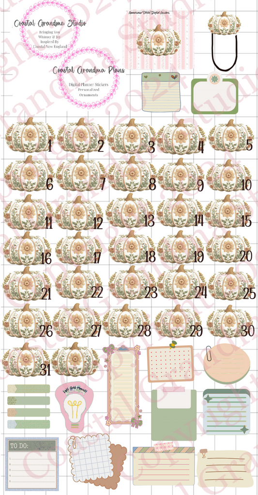 Autumn Stitch! GoodNotes Sticker Bundle – Digital Planner Stickers for iPad, Pre-Cropped Aesthetic Stickers Pack (9400-BU)