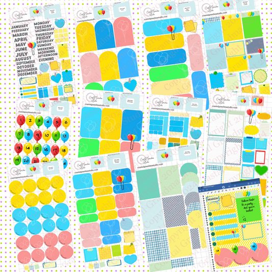 NEW! Balloon Bash! Pre-Cropped Digital Sticker Bundle (6500-BU)