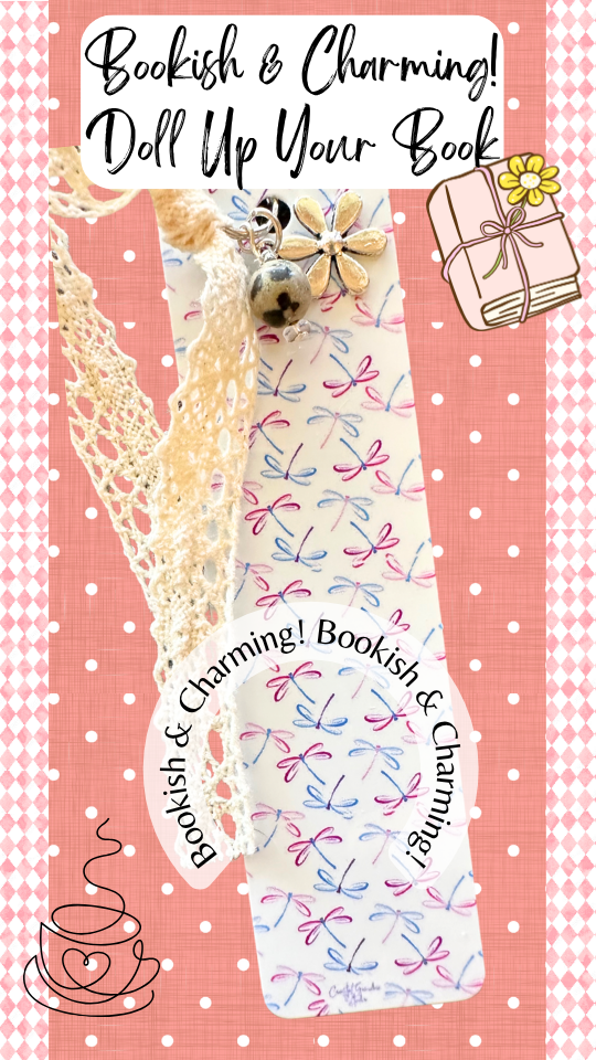 Dragonfly Magic Charm Bookmark – Cute Aesthetic Dragonfly Bookmark with Lace Ribbon, Gift for Book Lovers (1320-B)