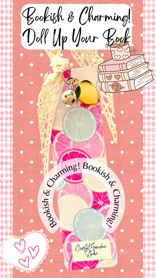Fresh Citrus Charm Bookmark – Cute Aesthetic Bookmark with Lace Ribbon, Gift for Book Lovers (1345-B)