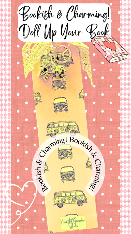Peace and Love Charms Bookmark – Cute Aesthetic Bookmark with Lace Ribbon, Gift for Book Lovers (1350-B)