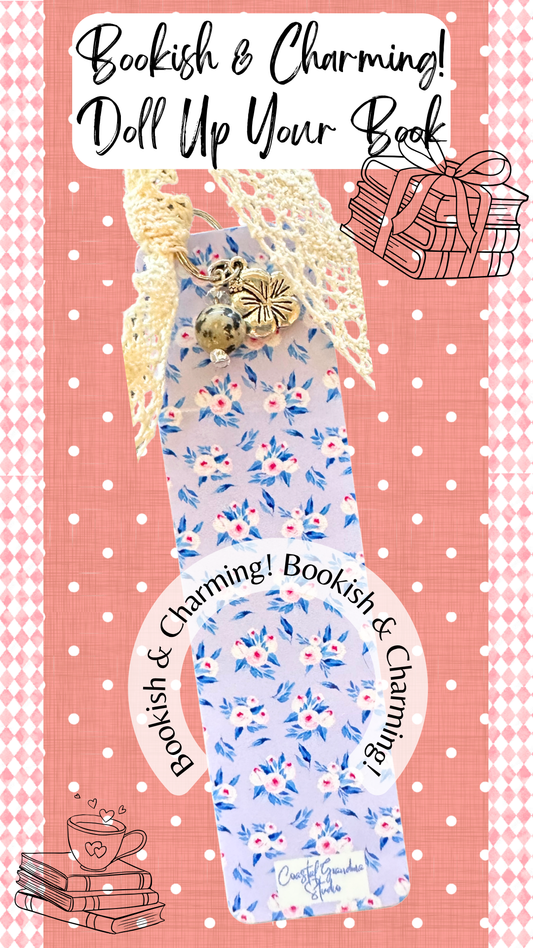 Sweet Blossom Charm Bookmark – Cute Aesthetic Bookmark with Lace Ribbon, Gift for Book and Journal Lovers (1352-B)