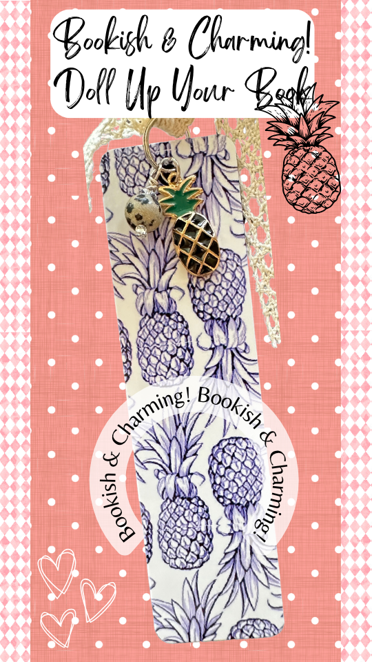 Pineapple Charm Bookmark – Cute Aesthetic Bookmark with Lace Ribbon, Gift for Book Lovers (1393-B)