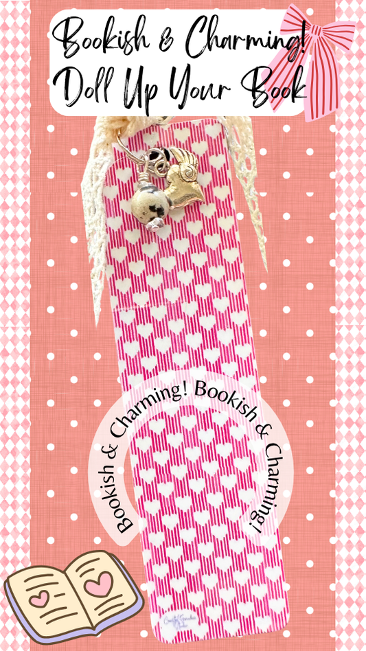 Heart WIth Wings Charm Bookmark – Cute Aesthetic Bookmark with Lace Ribbon, Gift for Book Lovers Valentine's Day (1431-B)
