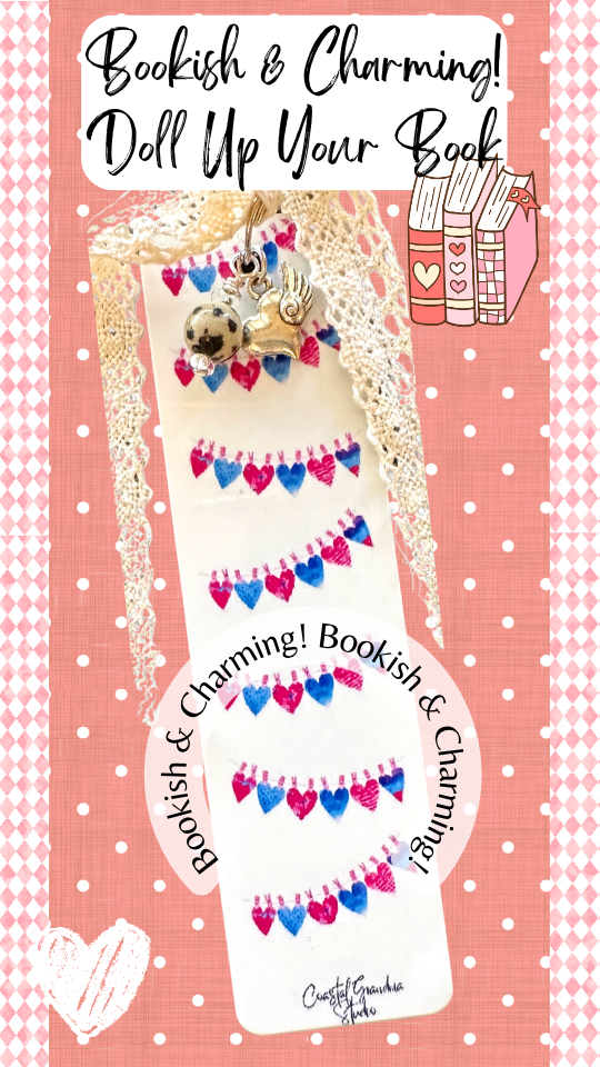 Winged Heart Rainbow Charm Bookmark – Cute Aesthetic Bookmark with Lace Ribbon, Gift for Book Lovers (1502-B)