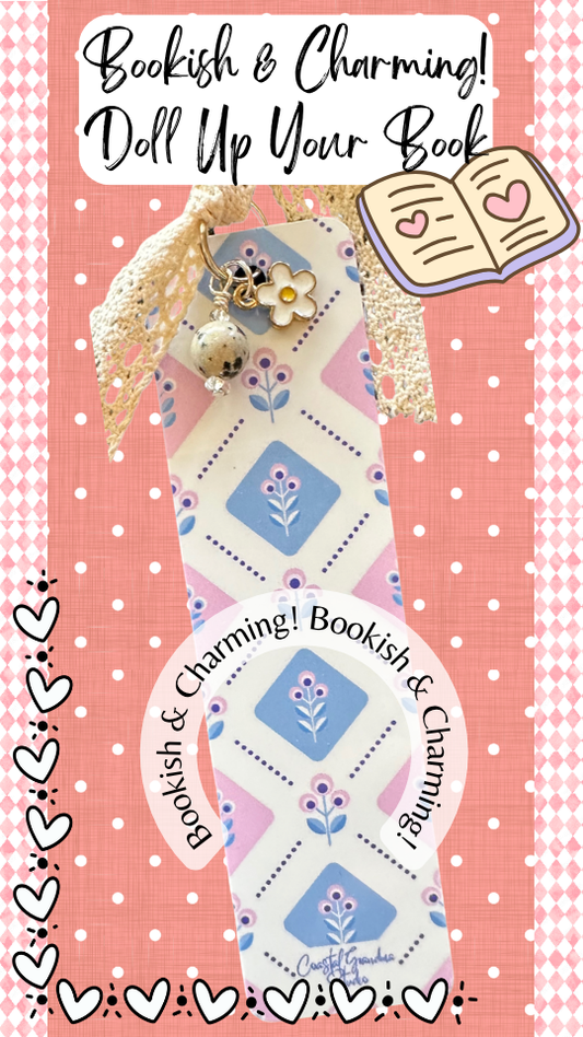 Blossom Charm Bookmark – Coquette Aesthetic Bookmark with Lace Ribbon, Gift for Book Lovers  (1516-B)