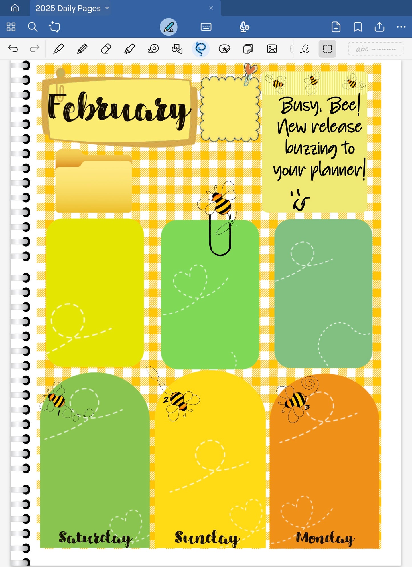 Busy Bee! Day Rounds Digital Pre-Cropped Stickers For Goodnotes (5900-DR)