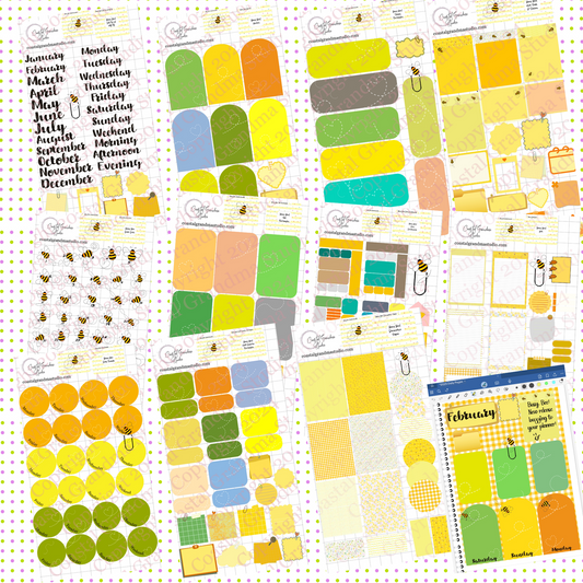 NEW! Busy Bee! Pre-Cropped Digital Sticker Bundle (5400-BU)
