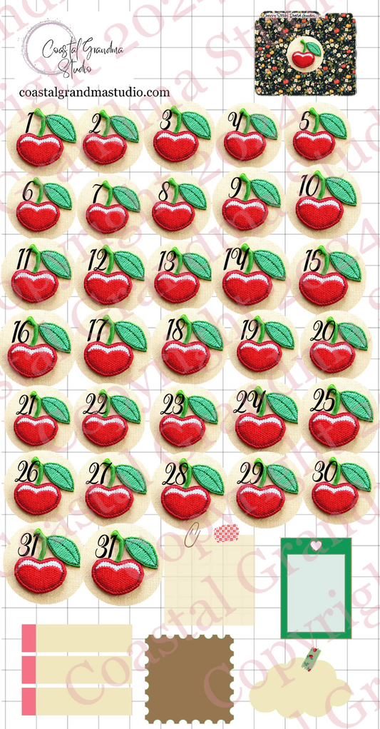 Cherry Stitch! GoodNotes Sticker Bundle – Digital Planner Stickers for iPad, Pre-Cropped Aesthetic Stickers Pack (8700-BU)