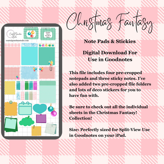 Christmas Fantasy!  Note Pads & Stickers Download Pre-Cropped Stickers For Goodnotes (5500-NP)