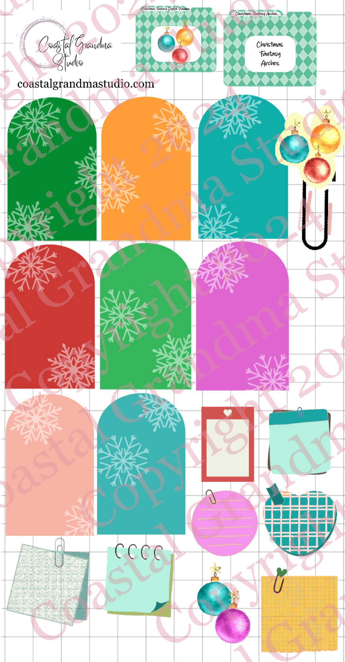 Christmas Fantasy! Arches Download Pre-Cropped Stickers For Goodnotes (5500-A)