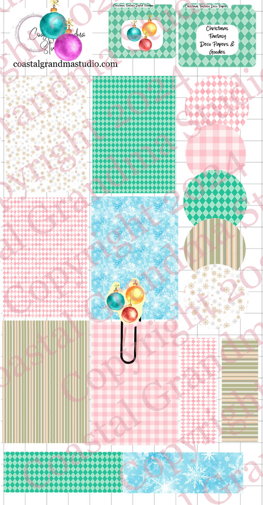 Christmas Fantasy! Decorative Papers & Goodies Download Pre-Cropped Stickers For Goodnotes (5500-PG)