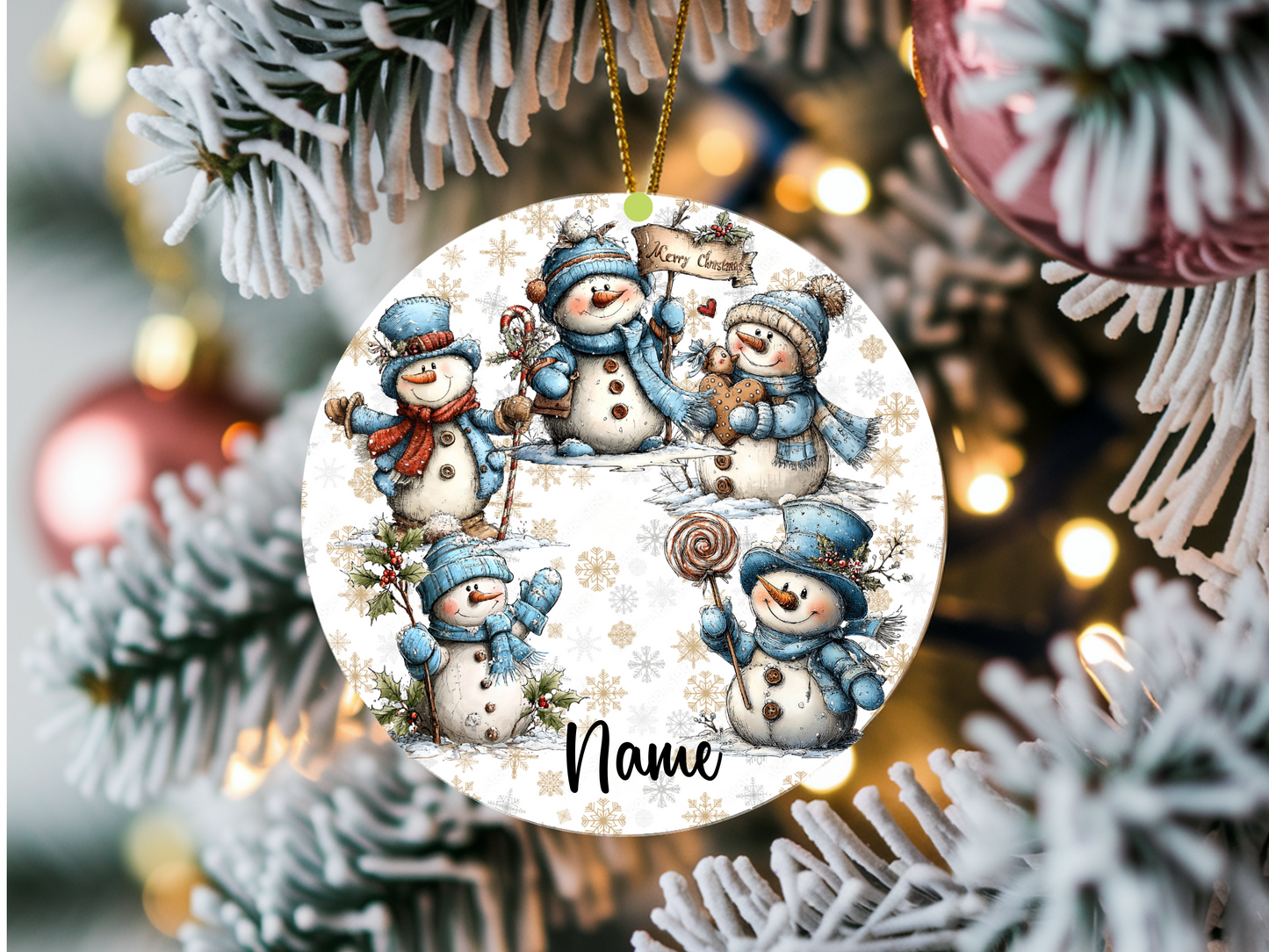 Personalized Whimsical Snowman Ornament • Custom Name Christmas Ornament • Happy Holidays 2025 Winter Gift (2025-26)