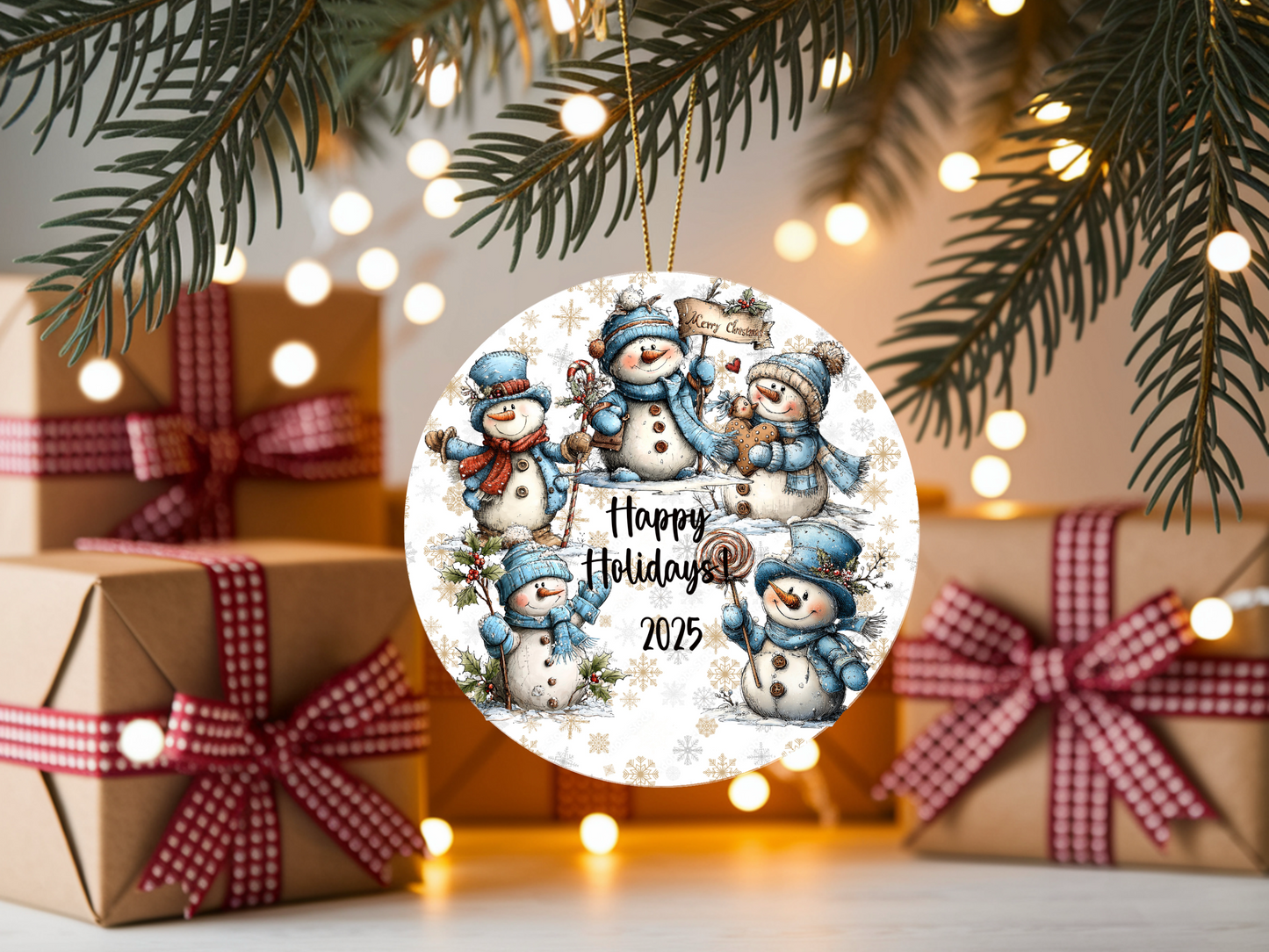 Personalized Whimsical Snowman Ornament • Custom Name Christmas Ornament • Happy Holidays 2025 Winter Gift (2025-26)