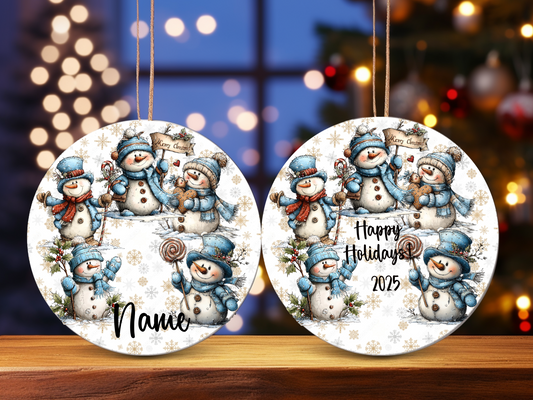 Personalized Whimsical Snowman Ornament • Custom Name Christmas Ornament • Happy Holidays 2025 Winter Gift (2025-26)