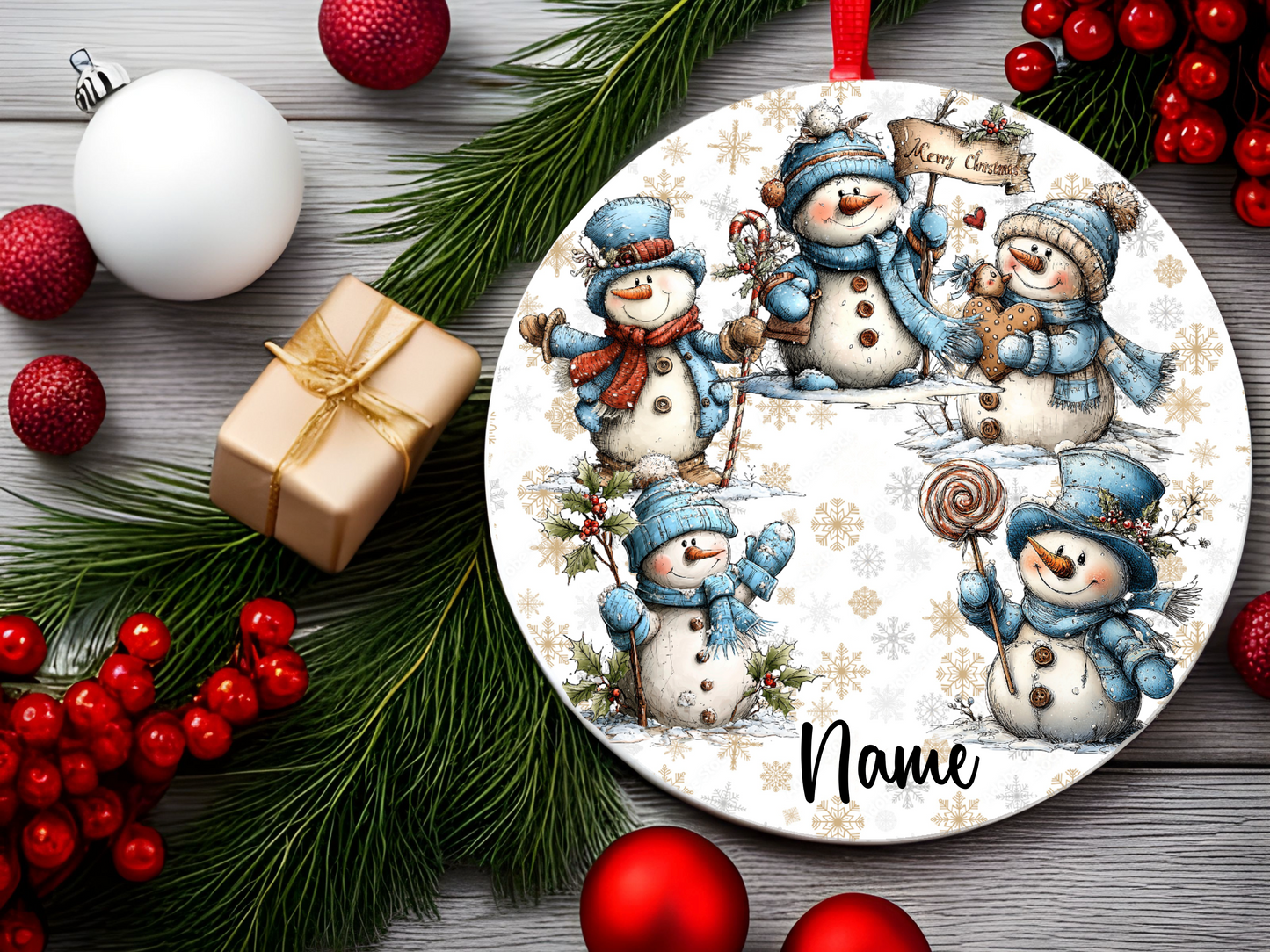 Personalized Whimsical Snowman Ornament • Custom Name Christmas Ornament • Happy Holidays 2025 Winter Gift (2025-26)