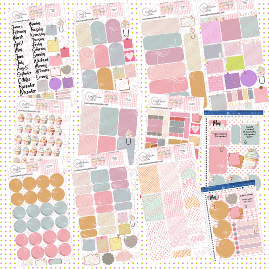 NEW! Coquette Cupcakes! Pre-Cropped Digital Sticker Bundle (6700-BU)