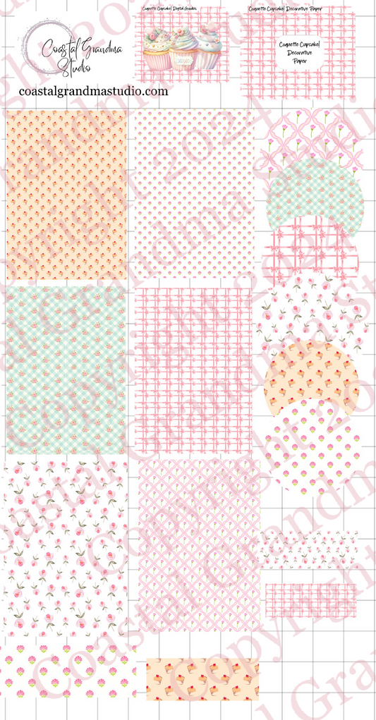 Coquette Cupcake! Decorative Papers & Goodies Digital Pre-Cropped Stickers For Goodnotes (6800-PG)