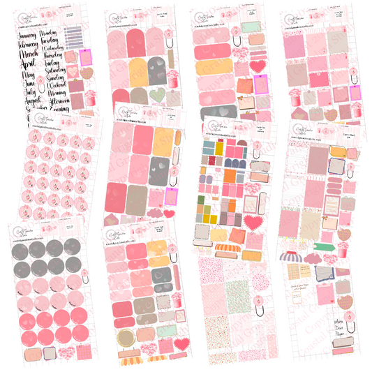 NEW! Coquette Teddy Love! Pre-Cropped Digital Sticker Bundle (7700-BU)