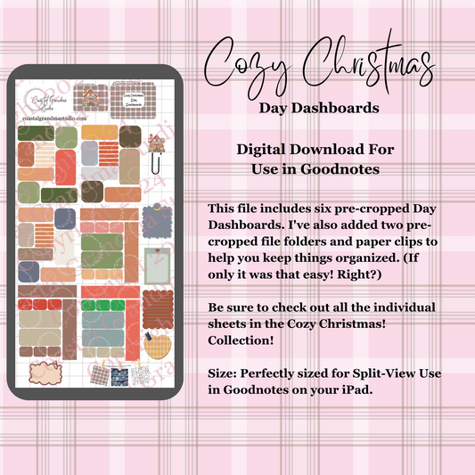 Cozy Christmas! Day Dashboards Download Pre-Cropped Stickers For Goodnotes (5600-DDA)