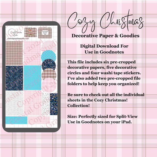 Cozy Christmas! Decorative Papers & Goodies Download Pre-Cropped Stickers For Goodnotes (5600-PG)