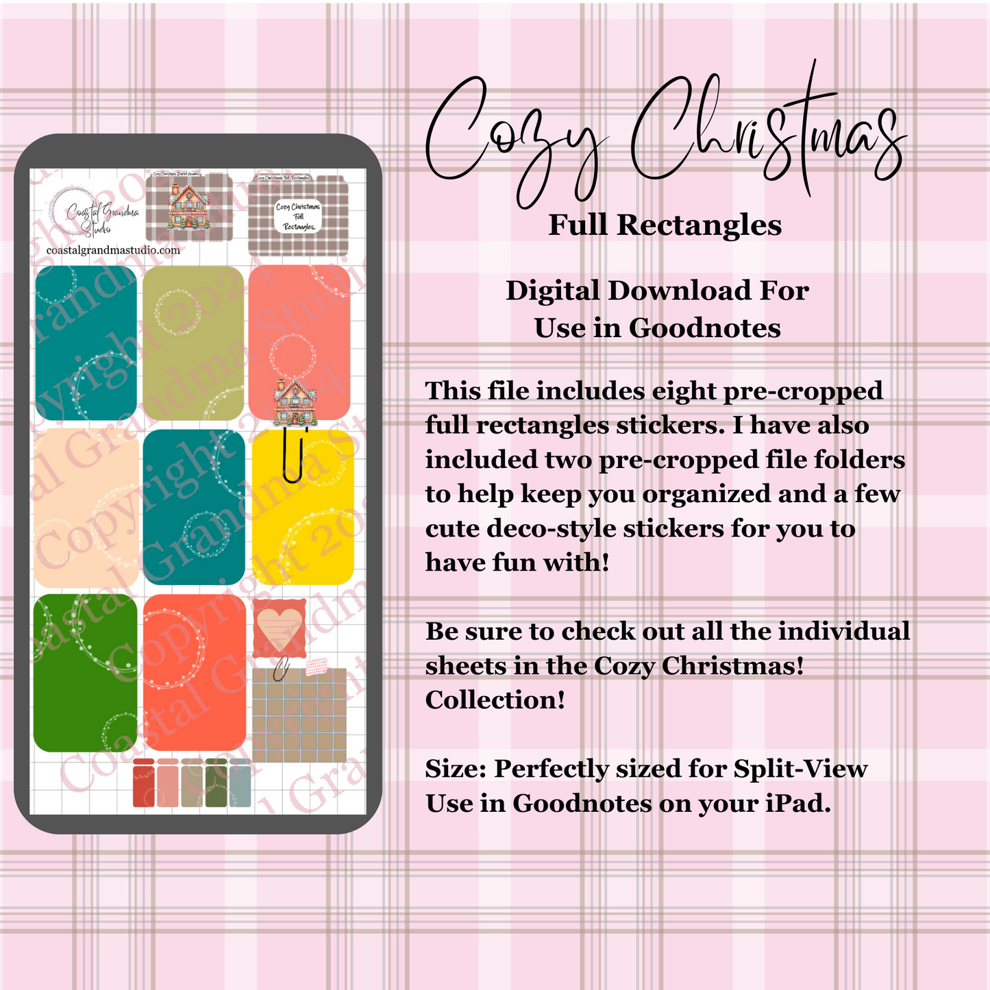 Cozy Christmas! Full Rectangles Download Pre-Cropped Stickers For Goodnotes (5600-FR)