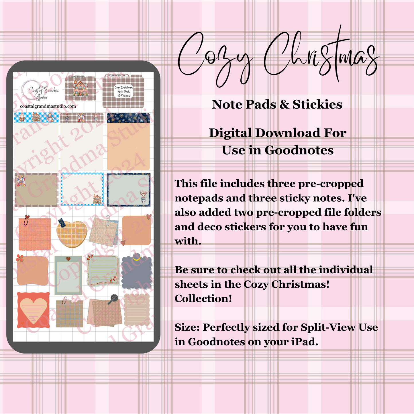 Cozy Christmas!  Note Pads & Stickers Download Pre-Cropped Stickers For Goodnotes (5600-NP)