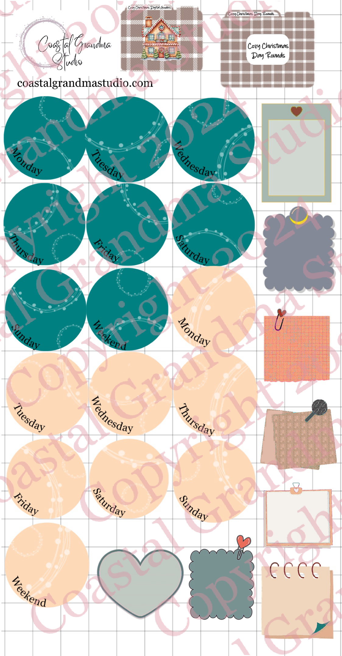 Cozy Christmas! Day Rounds Download Pre-Cropped Stickers For Goodnotes (5600-DR)