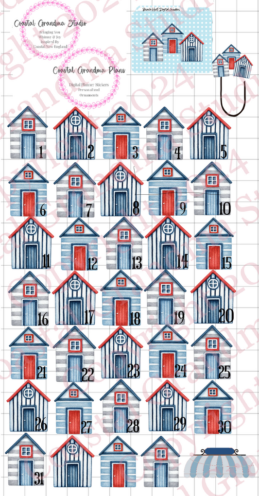 Dorset Beach Hut! GoodNotes Sticker Bundle – Digital Planner Stickers for iPad, Pre-Cropped Aesthetic Stickers Pack (8900-BU)