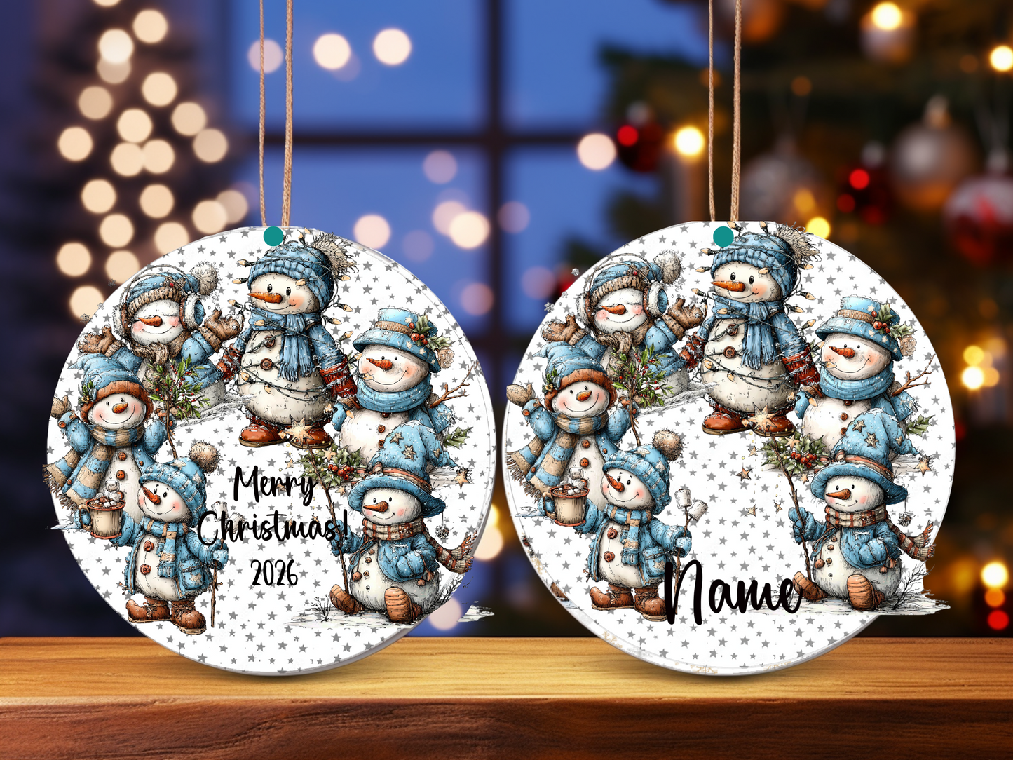 Personalized Whimsical Snowman Ornament • Custom Name Christmas Ornament • Holiday Gift 2026 (2025-04)