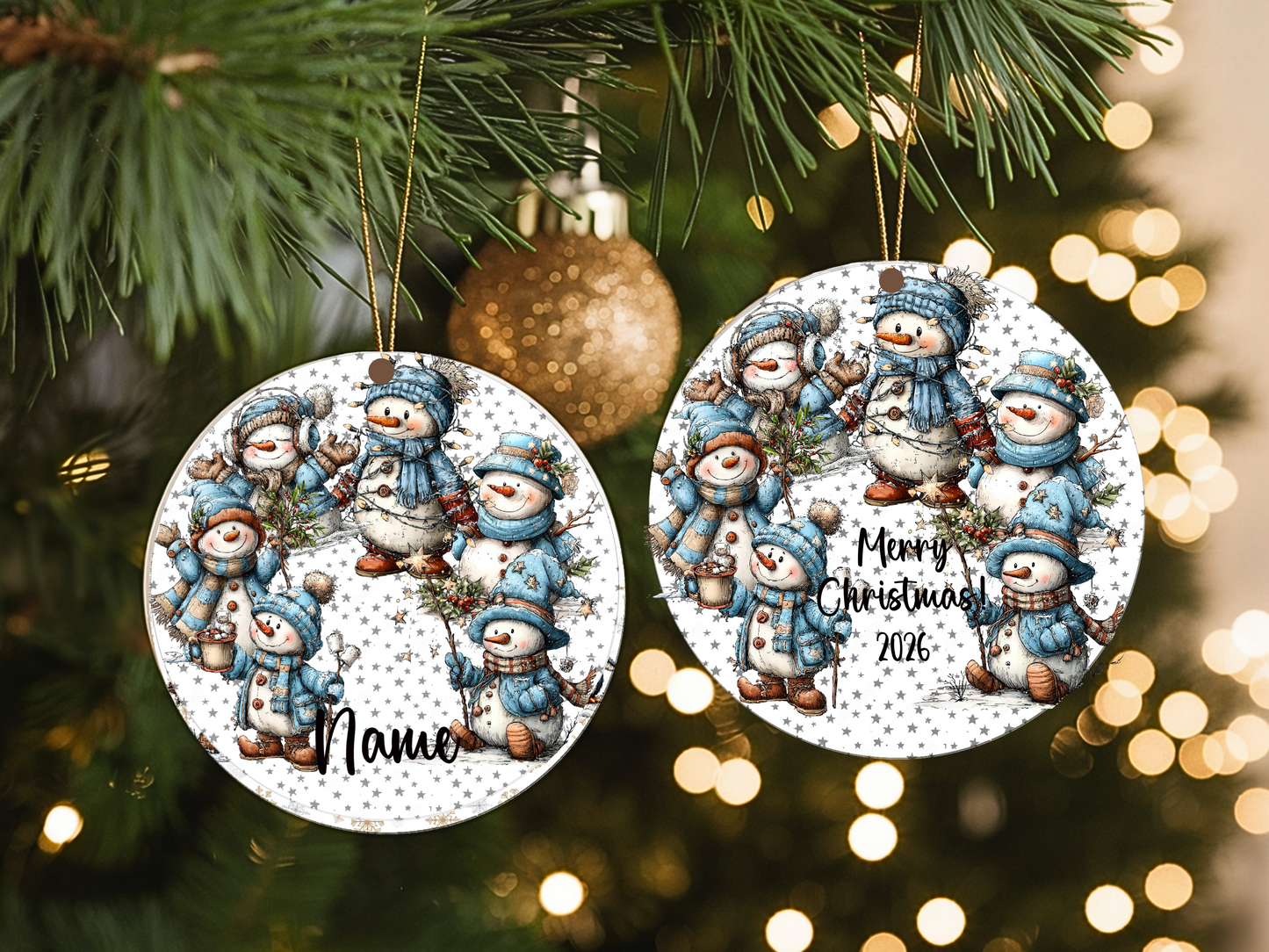 Personalized Whimsical Snowman Ornament • Custom Name Christmas Ornament • Holiday Gift 2026 (2025-04)