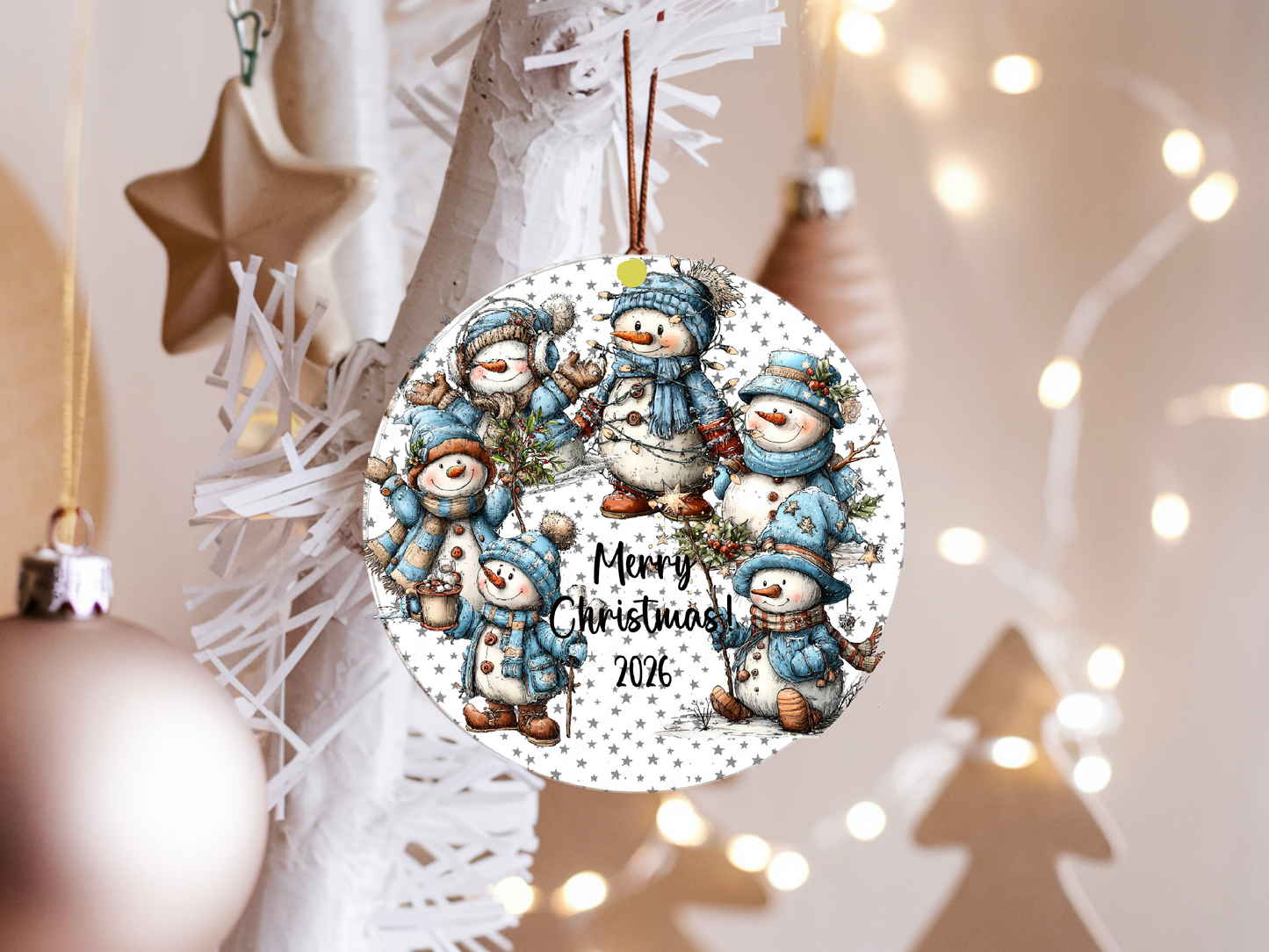 Personalized Whimsical Snowman Ornament • Custom Name Christmas Ornament • Holiday Gift 2026 (2025-04)