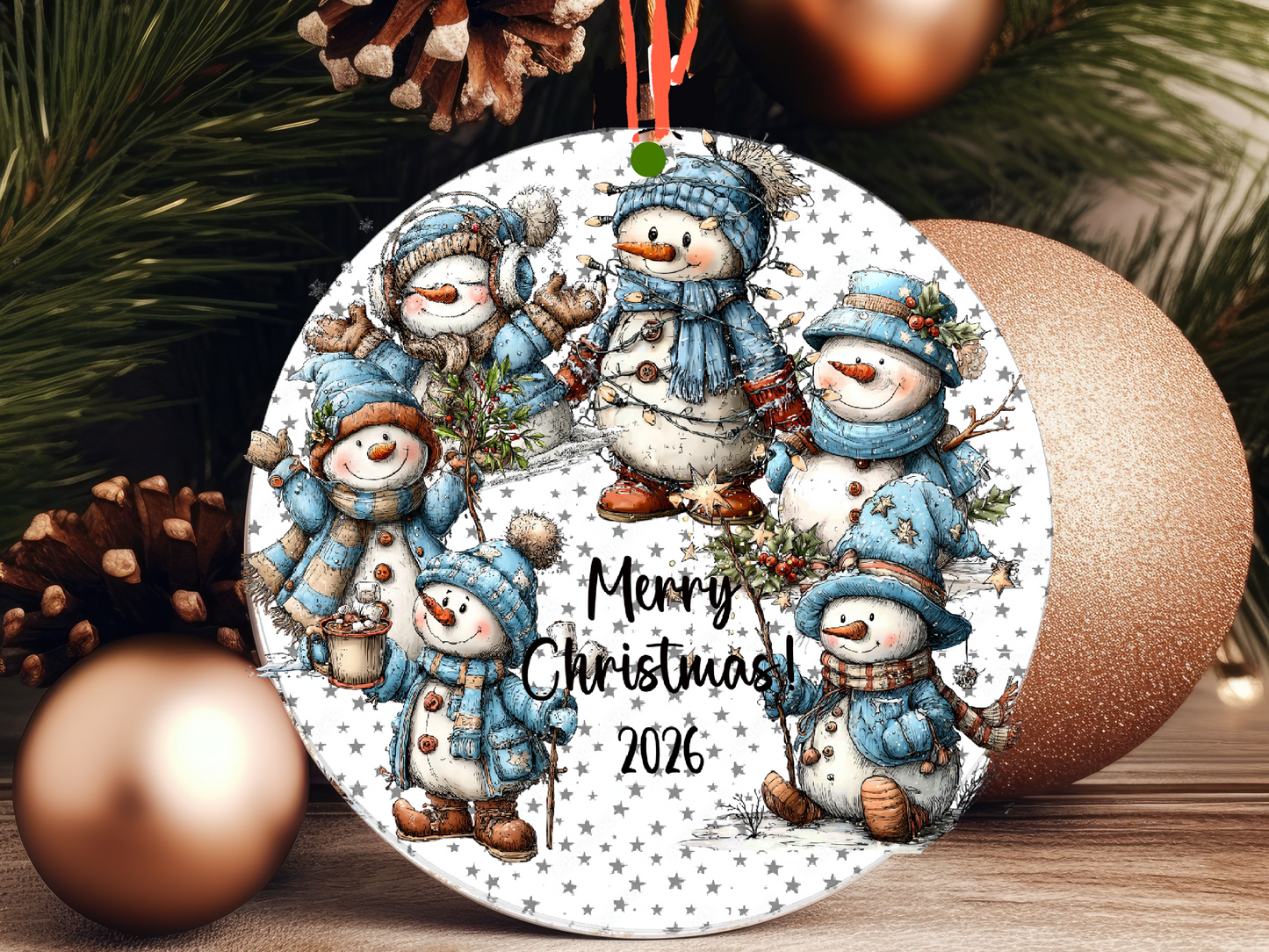 Personalized Whimsical Snowman Ornament • Custom Name Christmas Ornament • Holiday Gift 2026 (2025-04)