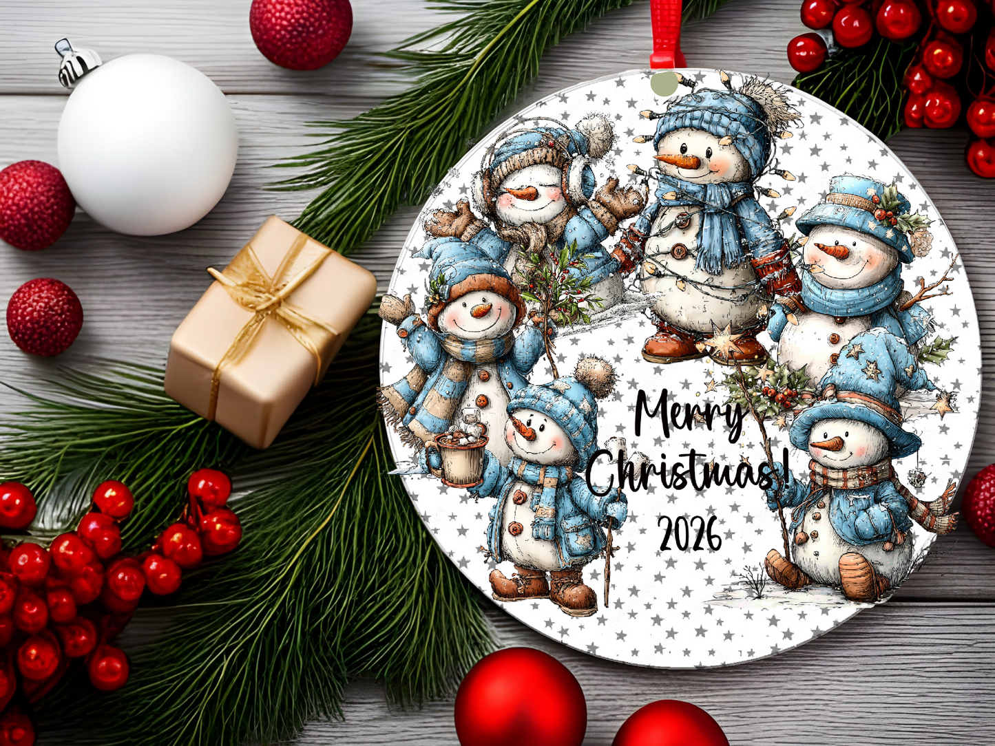 Personalized Whimsical Snowman Ornament • Custom Name Christmas Ornament • Holiday Gift 2026 (2025-04)
