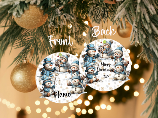 Personalized Whimsical Snowman Ornament • Custom Name Christmas Ornament • Merry Christmas 2025 Winter Gift (2025-10)