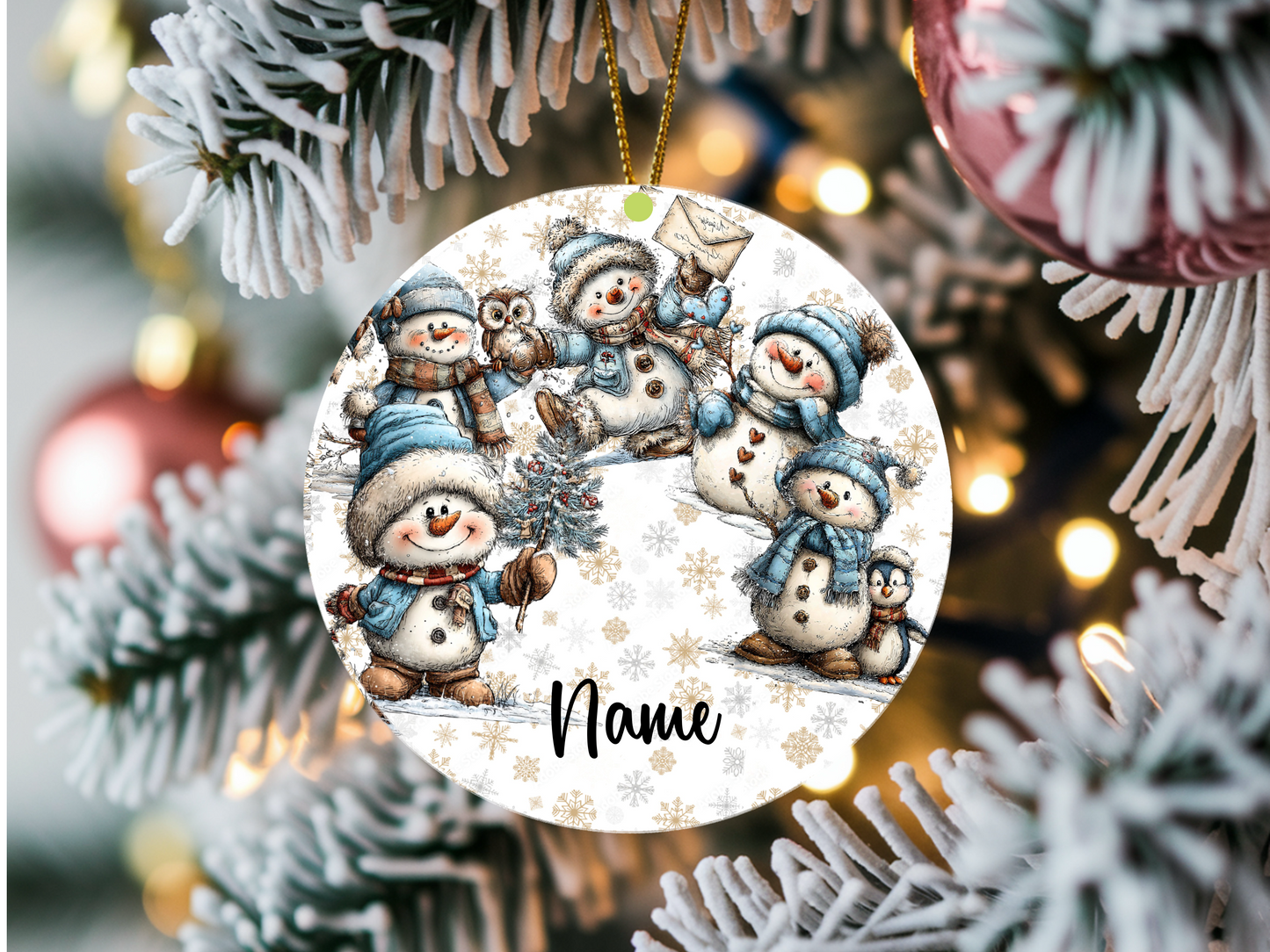 Personalized Whimsical Snowman Ornament • Quirky Christmas Ornament • Custom Name Holiday Gift • Cute Snowmen Decor • 2026 Keepsake (2025-01)