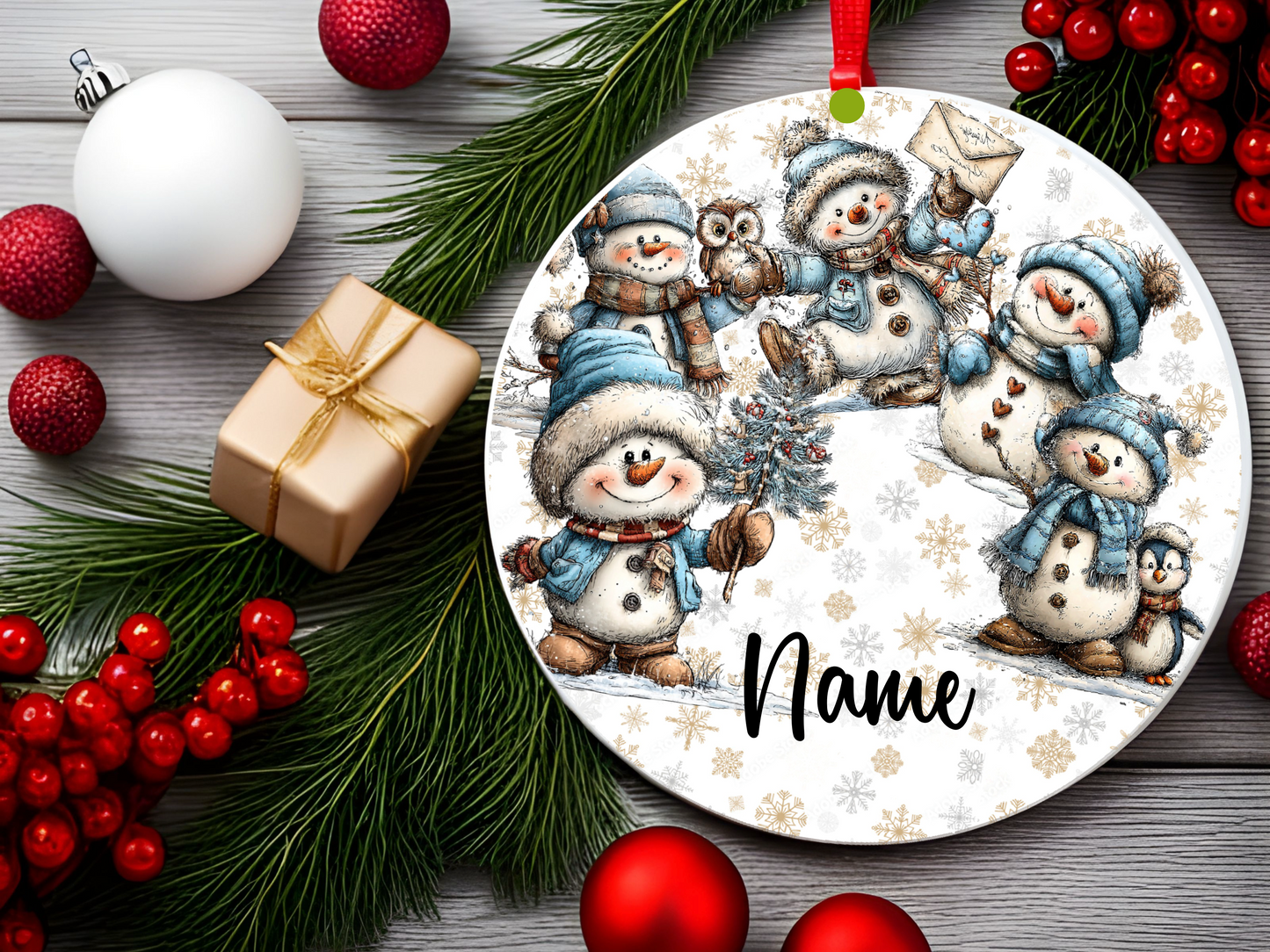 Personalized Whimsical Snowman Ornament • Quirky Christmas Ornament • Custom Name Holiday Gift • Cute Snowmen Decor • 2026 Keepsake (2025-01)