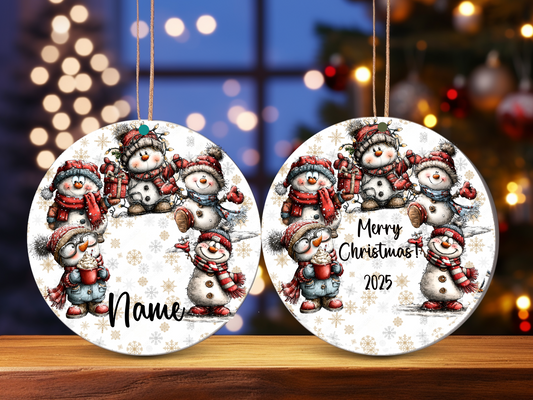 Personalized Whimsical Snowman Ornament • Custom Name Christmas Ornament • Merry Christmas 2025 Holiday Gift (2025-13)