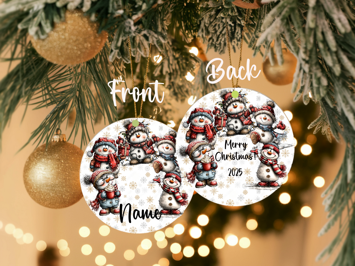 Personalized Whimsical Snowman Ornament • Custom Name Christmas Ornament • Merry Christmas 2025 Holiday Gift (2025-13)