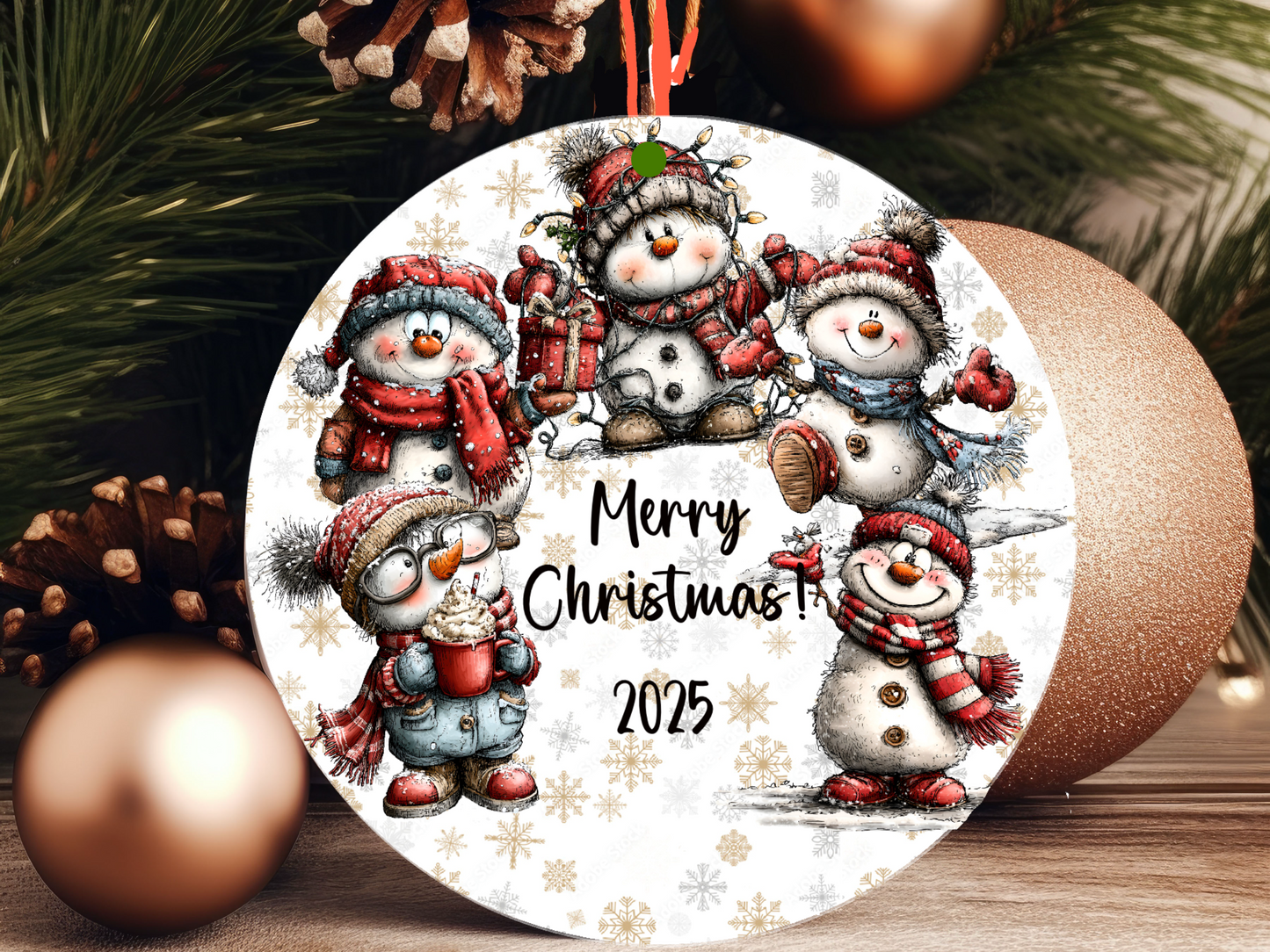 Personalized Whimsical Snowman Ornament • Custom Name Christmas Ornament • Merry Christmas 2025 Holiday Gift (2025-13)