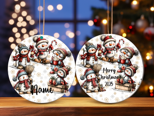 Personalized Whimsical Snowman Ornament • Custom Name Christmas Ornament • Merry Christmas 2025 Holiday Gift (2025-14)