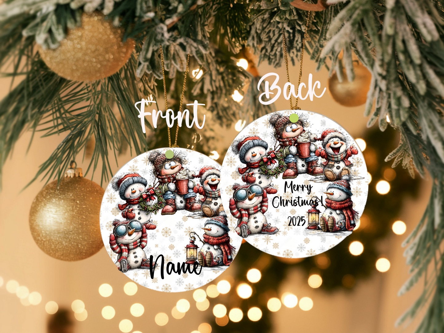 Personalized Whimsical Snowman Ornament • Custom Name Christmas Ornament • Merry Christmas 2025 Holiday Gift(2025-15)