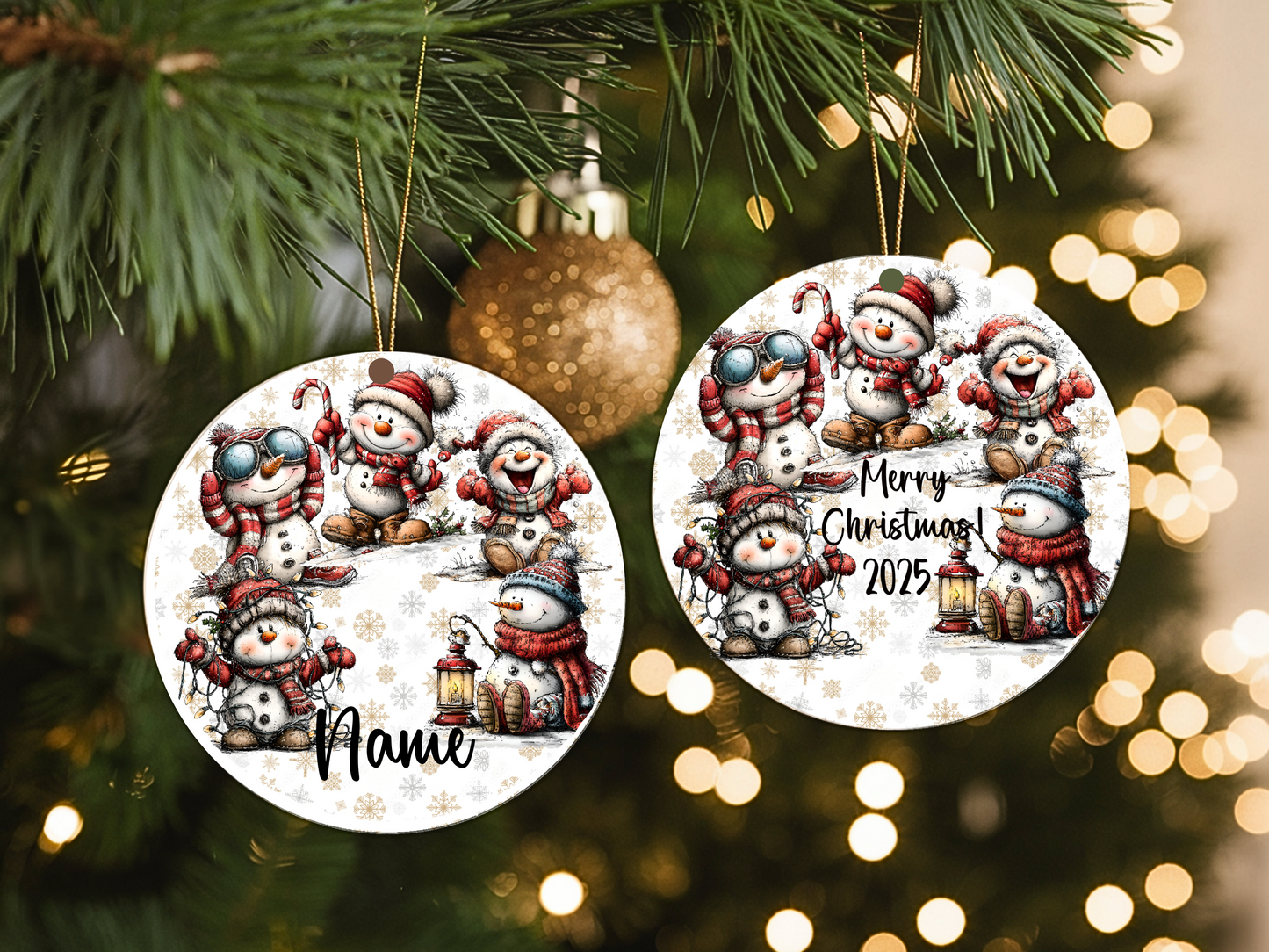 Personalized Whimsical Snowman Ornament • Custom Name Christmas Ornament • Merry Christmas 2025 Holiday Gift (2025-16)